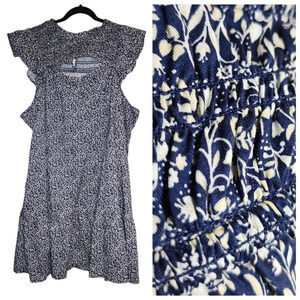 NWT Old Navy Ditsy Floral Blue Dress Size XXL 100% Cotton
